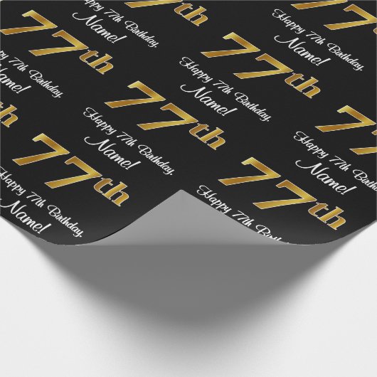 77e verjaardag: Elegante luxe faux gouden look # Cadeaupapier (Hoek)