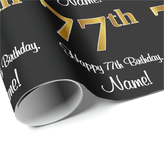 77e verjaardag: Elegante luxe faux gouden look # Cadeaupapier (Rol Hoek)