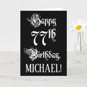 77e verjaardag: Fancy, elegant script + aangepaste Kaart