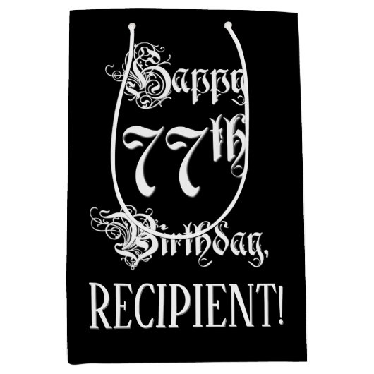 77e verjaardag: Fancy, elegant script + aangepaste Medium Cadeauzakje (Voorkant)