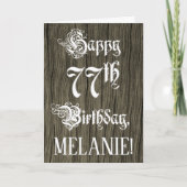 77e verjaardag: Fancy, elegante tekst; Faux Hood l Kaart (Voorkant)