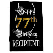 77e verjaardag ~ Fancy script; Faux Gold look; naa Medium Cadeauzakje (Voorkant)