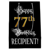 77e verjaardag ~ Fancy script; Faux Gold look; naa Medium Cadeauzakje (Achterkant)