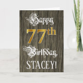 77e verjaardag: Faux Gold look + Faux-houten patro Kaart (Voorkant)