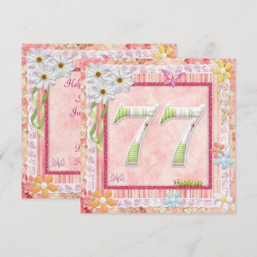 77e verjaardag feest scrapbooking stijl kaart (Voorkant / Achterkant)