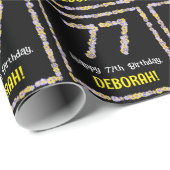 77e verjaardag: Floral Flowers Number, Custom Name Cadeaupapier (Rol Hoek)