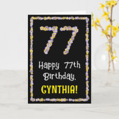 77e verjaardag: Floral Flowers Number, Custom Name Kaart (Gele Bloem)
