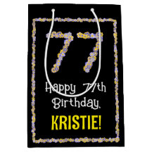 77e verjaardag: Floral Flowers Number, Custom Name