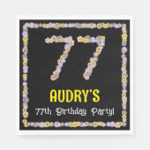 77e verjaardag: Floral Flowers Number, Custom Name Servet (Voorkant)