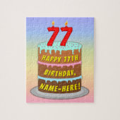 77e verjaardag: Fun Cake and Candles + Custom Name Legpuzzel (Verticaal)