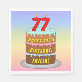 77e verjaardag: Fun Cake and Candles + Custom Name Servet (Voorkant)