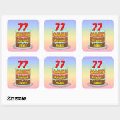 77e verjaardag: Fun Cake and Candles + Custom Name Vierkante Sticker (Vel)