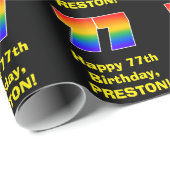 77e verjaardag: Fun, kleurrijke regenboog geïnspir Cadeaupapier (Rol Hoek)