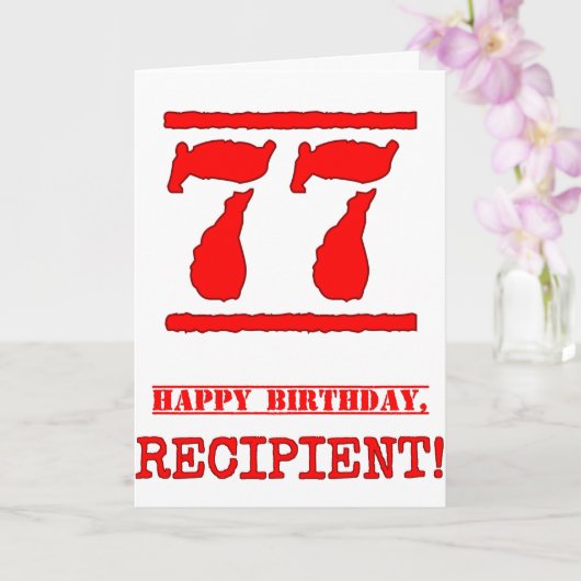 77e verjaardag: Fun, rode rubberen stempel geïnspi Kaart (Orchidee)