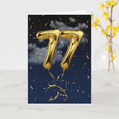 77e verjaardag Gold Mylar ballon en Confetti Card Kaart (Gele Bloem)