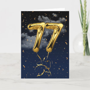 77e verjaardag Gold Mylar ballon en Confetti Card Kaart