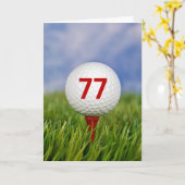 77e verjaardag Golfbal op rood T-shirt Kaart (Gele Bloem)
