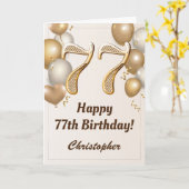 77e verjaardag goudballonnen en Confetti verjaarda Kaart (Gele Bloem)