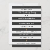 77e Verjaardag Gouden Flamingo Zwart Wit Strepen Kaart (Achterkant)