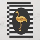 77e Verjaardag Gouden Flamingo Zwart Wit Strepen Kaart (Voorkant / Achterkant)