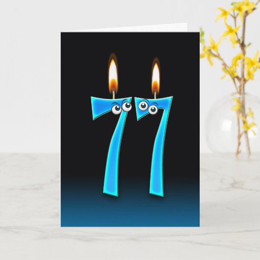 77e verjaardag kaarsen kaart (Gele Bloem)