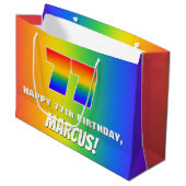 77e verjaardag: kleurrijk, vun regenboogpatroon #  groot cadeauzakje (Voorkant Gekanteld)