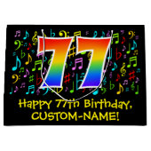 77e verjaardag - Kleurrijke muzieksymbolen, Rainbo Groot Cadeauzakje (Voorkant)
