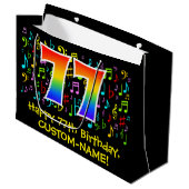 77e verjaardag - Kleurrijke muzieksymbolen, Rainbo Groot Cadeauzakje (Voorkant Gekanteld)