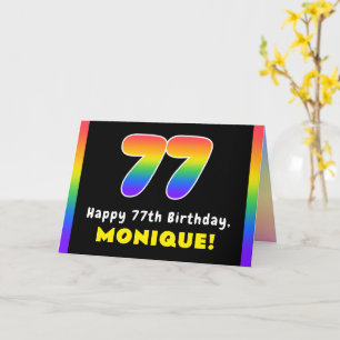 77e verjaardag: kleurrijke regenboog # 77, aangepa kaart