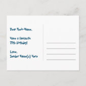 77e verjaardag – leuk vuurwerkpatroon + regenboog  briefkaart (Achterkant)