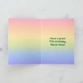77e verjaardag: Leuke Regenboog #, Aangepaste foto Kaart (Binnen)