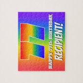 77e verjaardag — Meerkleurig regenboogpatroon "77" Legpuzzel (Verticaal)