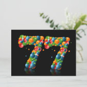 77e verjaardag, met bubbels en ballen kaart (Staand voorkant)