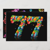 77e verjaardag, met bubbels en ballen kaart (Voorkant / Achterkant)