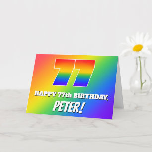 77e verjaardag: Multicolored regenboogpatronen # 7 Kaart