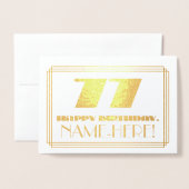 77e verjaardag; naam + Art Deco geïnspireerd look  Folie Kaarten (Voorkant met envelop)