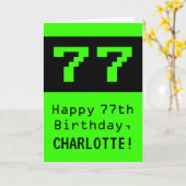 77e verjaardag: Nerdy / Geeky stijl "77" en naam Kaart (Gele Bloem)