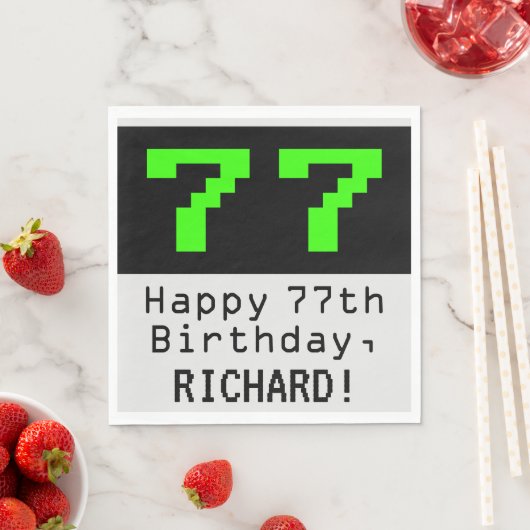 77e verjaardag - Nerdy / Geeky Style "77" & naam Servet (Insitu)