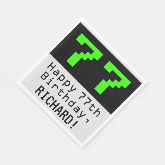 77e verjaardag - Nerdy / Geeky Style "77" & naam Servet (Hoek)