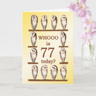 77e verjaardag, nieuwsgierige uilen kaart