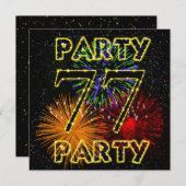 77e verjaardag partijuitnodiging met vuurwerk kaart (Voorkant / Achterkant)