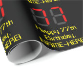 77e verjaardag: Red Digital Clock Style "77" + naa Cadeaupapier (Rol Hoek)