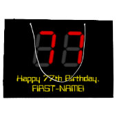 77e verjaardag: Red Digital Clock Style "77" + naa Groot Cadeauzakje (Achterkant)