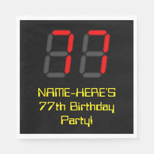77e verjaardag: Red Digital Clock Style "77" + naa Servet