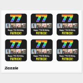 77e Verjaardag: Regenboog "77"; Aangepaste Foto's Vierkante Sticker (Vel)