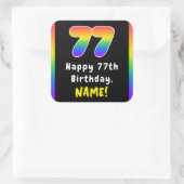 77e verjaardag: Regenboogspectrum # 77, Aangepaste Vierkante Sticker (Tas)