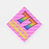 77e verjaardag: roze strepen & harten, regenboog # servet (Hoek)