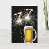 77e Verjaardag Sparklers Met Bier Mok Kaart (Voorkant)