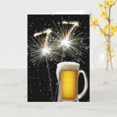 77e Verjaardag Sparklers Met Bier Mok Kaart (Gele Bloem)