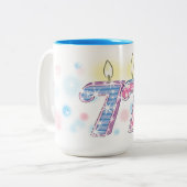 77e verjaardag tweekleurige koffiemok (Voorkant links)